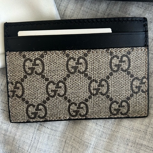 🆕💯% Auth Gucci GG Supreme Canvas Card Case Unisex NWT Black - Picture 2 of 7
